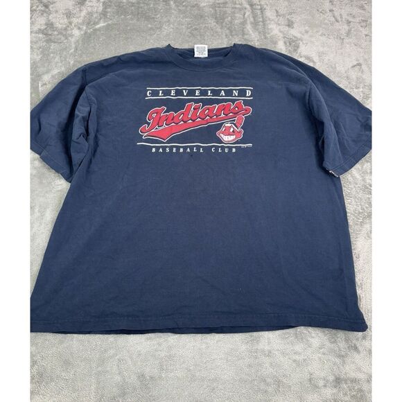 Vintage 2004 Cleveland Indians MLB Short Sleeve T Shirt Men's Size 2XL XXL Blue - Picture 1 of 13